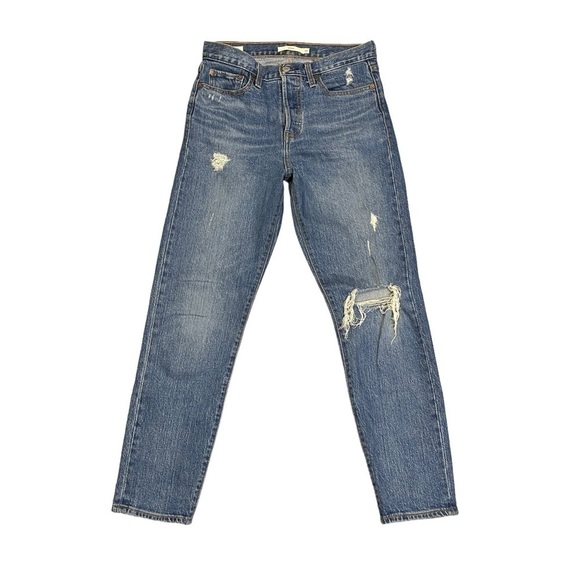 Levi Premium Wedgie Straight High Rise Button Fly. Blue Size 26 #789 - Picture 4 of 13